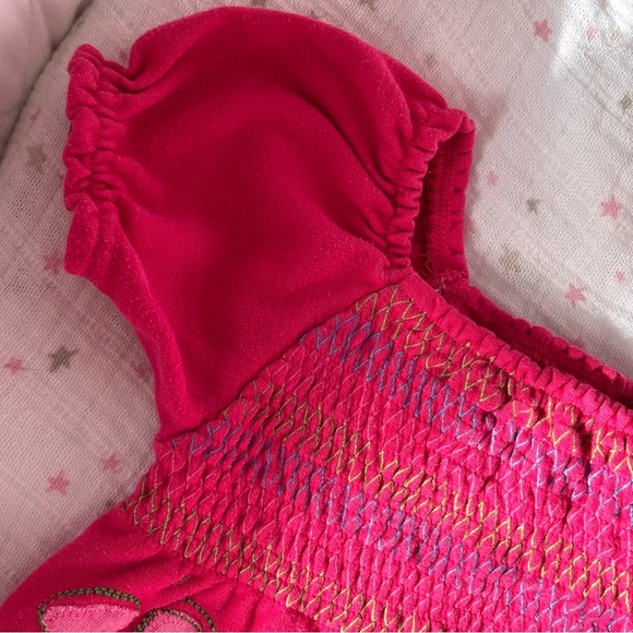 ⭒ 18-24M Little Tikes Pink Embroidered Flower Romper Ruffles Patches Buttons ⭒ - Picture 7 of 14